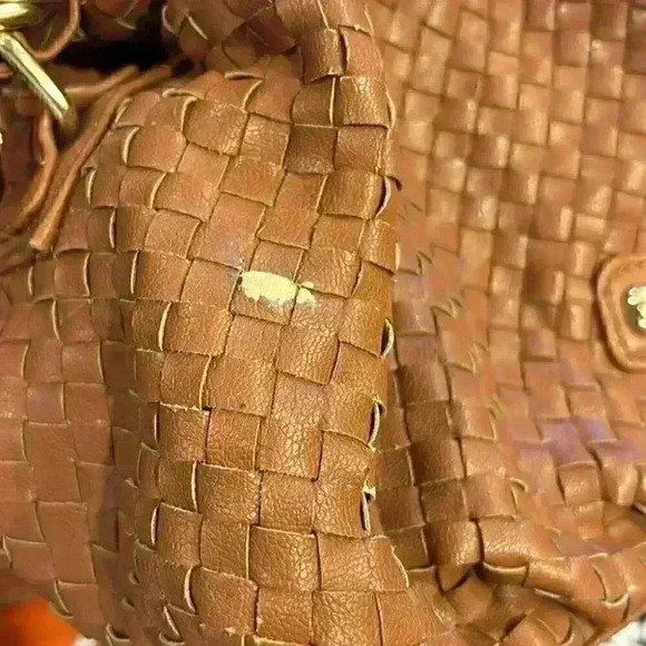 Steve Madden Brown Faux Leather Woven Design Crossbody Bag Adjustable Strap - Picture 4 of 7